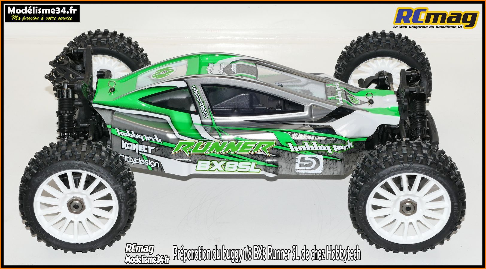 HobbyTech 1/8 RTR BX8 Runner Vert type SL charbon (BX8.RUNNER-GR)