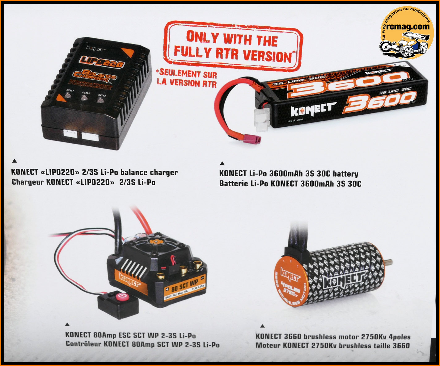 Chargeur LiPo220 Konect pour Batterie LiPo 2S et 3S